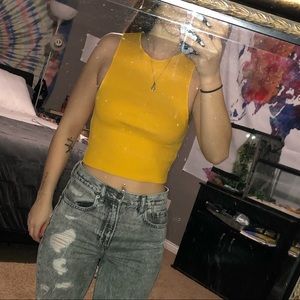 Yellow racer back tank top